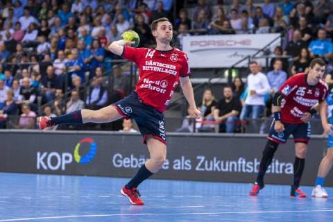 Stuttgart, Deutschland 23. Mai 2019: HBL - 18 19 - TVB 1898 Stuttgart vs. SG Flensburg-Handewitt Hampus Wanne (Flensburg) Stuttgart Porsche Arena Baden-Württemberg Deutschland