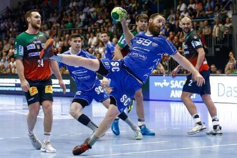 23.05.2019, xtgx, Handball DKB Bundesliga, SC Magdeburg - VfL Gummersbach emspor, v.l. Moritz Preuss (Gummersbach) wirft Tor, Torschütze, erzielt Tor, Treffer, scores the goal GETEC Arena