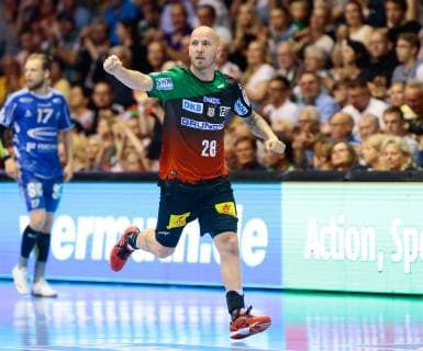 23.05.2019, xtgx, Handball DKB Bundesliga, SC Magdeburg - VfL Gummersbach emspor, v.l. Robert Weber (Magdeburg, 28) Jubel, Torjubel, jubelt über das Tor, celebrate the goal, celebration GETEC Arena