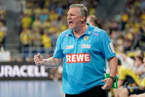 Nikolaj Jacobsen (Trainer, Cheftrainer, RNL), gibt Anweisungen, gestikuliert, mit den Armen gestikulieren, gives instructions, gesticulate, Einzelbild, Aktion, Action, 23.05.2019, Mannheim, Handball, DKB Bundesliga, Rhein-Neckar Löwen - FRISCH AUF! Göppingen
