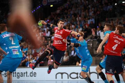 Rasmus Lauge Schmidt (SG Flensburg - Handewitt) beim Wurf TVB 1898 Stuttgart - SG Flensburg - Handewitt, DKB 1. Handball Bundesliga am 23. 05. 2019 Stuttgart Copyright: xEIBNER Benjamin_Laux EP_BLU