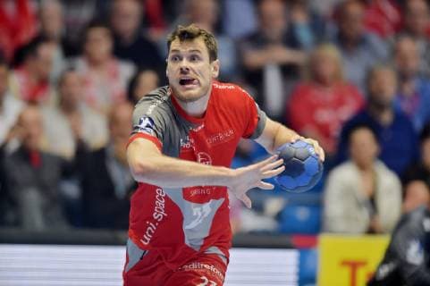 Simon Birkefeldt (MT Melsungen) beim Wurf , GER, MT Melsungen - TSV Hannover-Burgdorf, Handball, 1. Bundesliga Maenner, 23.05.2019, GER, MT Melsungen - TSV Hannover-Burgdorf, Handball, 1. Liga Maenner, 23.05.2019 Kassel Copyright: xEIBNER RolandxSippelx EP_RSL