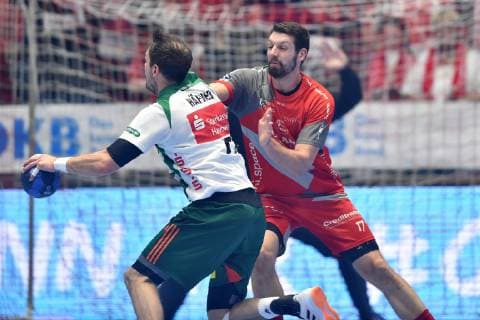 Kai Haefner (Hannover-Burgdorf) (am Ball) und Felix Danner (MT Melsungen) , GER, MT Melsungen - TSV Hannover-Burgdorf, Handball, 1. Bundesliga Maenner, 23.05.2019, GER, MT Melsungen - TSV Hannover-Burgdorf, Handball, 1. Liga Maenner, 23.05.2019 Kassel Copyright: xEIBNER RolandxSippelx EP_RSL