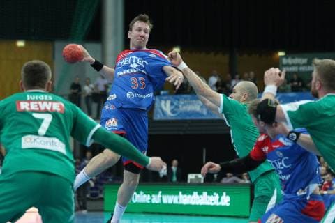 SC DHfK Leipzig vs.HC Erlangen, DKB-HBL, 23.05.19 Handball, 1. Bundesliga, Saison 2018 2019, 32. Spieltag: SC DHfK Leipzig vs. HC Erlangen am 23.05.19 in der Arena Leipzig. Im Bild: Nikolai Link ( 33, Erlangen)
