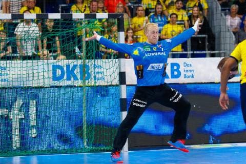 Rhein Neckar Loewen - Frisch Auf! Göppingen Rhein Neckar Loewe Mikael Appelgren (Nr.1) bei einer Parade - beim Bundesliga Spiel der Rhein Neckar Löwen gegen Frisch Auf! Göppingen am 23.05.2019. Mannheim. 23.05.19 Handball 32. Spieltag , Mannheim Baden Wuerttemberg Deutschland SAP Arena