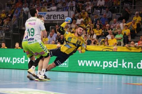 Jannik Kohlbacher (Loewen) beim Wurf beim Spiel Rhein Neckar Loewen vs. Frisch Auf Goeppingen in der 1. Handball Bundesliga am 23.05.2019, Rhein Neckar Loewen vs. Frisch auf Goeppingen, Handball, 1. Handball Bundesliga, 23.05.2019 Mannheim Copyright: xEIBNER MichaelxBermelx EP_eer