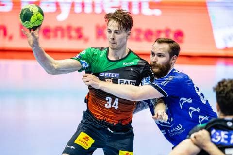 Michael Damgaard 34 (SC Magdeburg) waehrend der Saison 2018-2019 in der 1. Handball Bundesliga (Herren) zwischen SC Magdeburg und VfL Gummersbach in der GETEC Arena am 23. May 2019 in Magdeburg, Sachsen Anhalt (Saxony Anhalt), Deutschland (Germany)