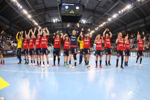 SG Flensburg - Handewitt beim Jubeln nach Spielende TVB 1898 Stuttgart - SG Flensburg - Handewitt, DKB 1. Handball Bundesliga am 23. 05. 2019 Stuttgart Copyright: xEIBNER Benjamin_Laux EP_BLU
