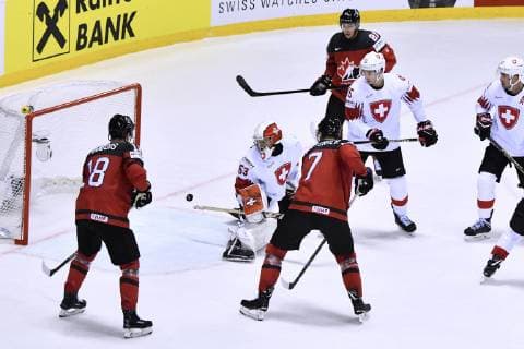 GENONI Leonardo Torwart Team SUI Tor in der letzten Sekunde Eishockey Weltmeisterschaften 2019 in der Slowakei Viertelfinale Spiel KAN - SUI am 23.Mai 2019 in Kosice