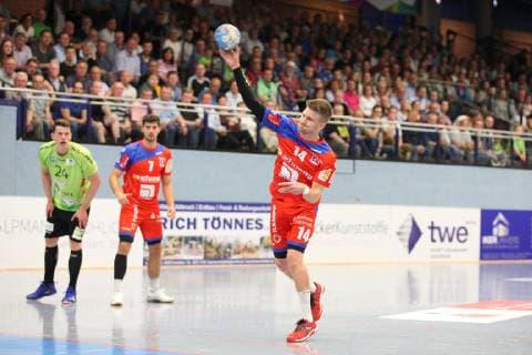 Oddur Gretarsson (HBW Balingen-Weilstetten 14) fuehrt einen Siebenmeter aus, TV Emsdetten vs HBW Balingen-Weilstetten, Handball, 2. Bundesliga, 24.05.2019, TV Emsdetten vs HBW Balingen-Weilstetten, Handball, 2. Bundesliga, 24.05.2019 Emsdetten Copyright: xEIBNER JanxStrohdiekx EP_JSK