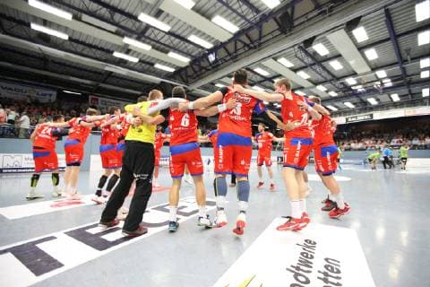 Siegesjubel bei HBW Balingen-Weilstetten, TV Emsdetten vs HBW Balingen-Weilstetten, Handball, 2. Bundesliga, 24.05.2019, TV Emsdetten vs HBW Balingen-Weilstetten, Handball, 2. Bundesliga, 24.05.2019 Emsdetten Copyright: xEIBNER JanxStrohdiekx EP_JSK
