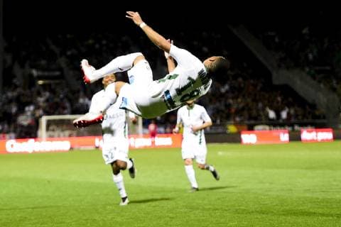 joie des joueurs de St Etienne apres le but de NORDIN Arnaud (St Etienne) FOOTBALL : SCO Angers vs St Etienne - Conforama Ligue1 - 24 05 2019 JBAutissier Panoramic 