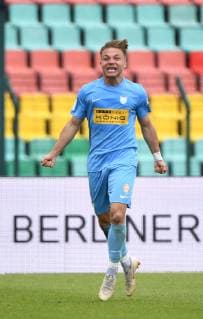 Fussball, Herren, Saison 2018 2019, Finale im Berliner AOK-Landespokal, Tennis Borussia - FC Viktoria 1889 Berlin, Rafael Brand (FC Viktoria 89 Berlin), Jubel nach Tor zum 1:0, 25.05. 2019, Copyright: xMatthiasxKochx