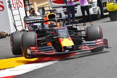 25.05.2019, xekx, Formel 1 FIA, 2019 Monaco Grand Prix - Qualifying emspor, v.l. Max Verstappen (Aston Martin Red Bull Racing) (DFL DFB REGULATIONS PROHIBIT ANY USE OF PHOTOGRAPHS as IMAGE SEQUENCES and or QUASI-VIDEO) Monte Carlo