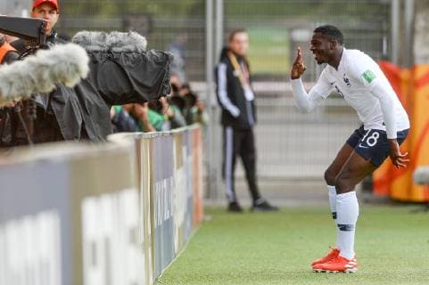 Fußball, U20 WM, Frankreich - Saudi-Arabien May 25, 2019 - Gdynia, Pomerania, Poland - Youssouf Fofana from France celebrating a goal during FIFA World Cup, WM, Weltmeisterschaft, Fussball U-20 group B match between France - Saudi Arabia at the City Stadium in Gdynia FIFA World Cup U-20: France - Saudi Arabia - ZUMAs227 20190525_zip_s227_025 Copyright: xMateuszxSlodkowskix