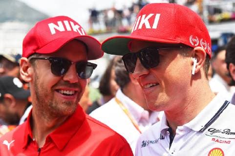 26.05.2019, xekx, Formel 1 FIA, 2019 Monaco Grand Prix - Rennen emspor, v.l. v.l. Sebastian Vettel (Ferrari), Kimi Räikkönen (Alfa Romeo Racing) (DFL DFB REGULATIONS PROHIBIT ANY USE OF PHOTOGRAPHS as IMAGE SEQUENCES and or QUASI-VIDEO) Monte Carlo