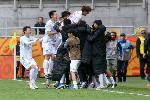 GDYNIA 26.05.2019 GRUPA B MISTRZOSTWA SWIATA U20 W PILCE NOZNEJ MECZ: MEKSYK - JAPONIA --- GROUP B 2019 FIFA U-20 WORLD CUP MATCH: MEXICO - JAPAN --- NZ Kyosuke TAGAWA gol goal bramka , team druzyna , radosc celebration , FOT. GRZEGORZ RADTKE 058sport.pl NEWSPIX.PL --- Newspix.pl  20190526_056_GRZ_3725_RAD