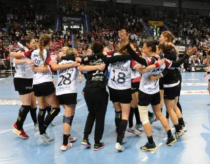 Jubel beim THC DHB, Handbal, Frauen, DHB Pokal, Olymp Final 4, Finale, 26.05.2019, Foto:TBaur Eibner Thueringer HC vs. SG BBM Bietigheim Stuttgart Copyright: xEIBNER TobiasxBaurx EP_TBR