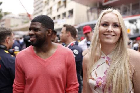 Motorsports: FIA Formula One World Championship, WM, Weltmeisterschaft 2019, Grand Prix of Monaco, Pernell Karl P.K. Subban and Lindsey Vonn Monte Carlo Monaco