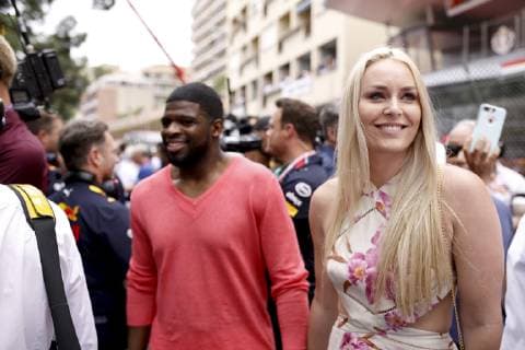 Motorsports: FIA Formula One World Championship, WM, Weltmeisterschaft 2019, Grand Prix of Monaco, Pernell Karl P.K. Subban and Lindsey Vonn Monte Carlo Monaco