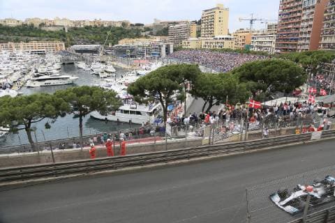 Blick von der Avenue d Ostende auf den Port Hercule und die Rennstrecke, Formel 1 Grand Prix, Fürstentum Monaco, Cote dÂ Azur Mittelmeer