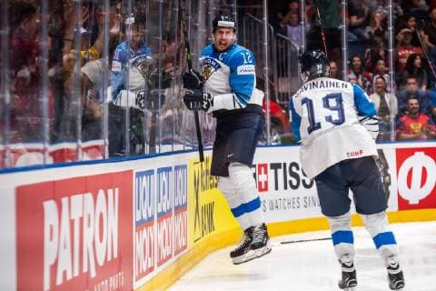 Eishockey WM, Finale, Kanada - Finnland 190526 Marko Anttila of Finland celebrates after scoring 1-2 during the 2019 IIHF Ice hockey, Eishockey World Championship, WM, Weltmeisterschaft gold medal game between Canada and Finland on May 26, 2019 in Bratislava. Photo: Joel Marklund BILDBYRAN kod JM 87962 Copyright: JOELxMARKLUND BB190526JM085