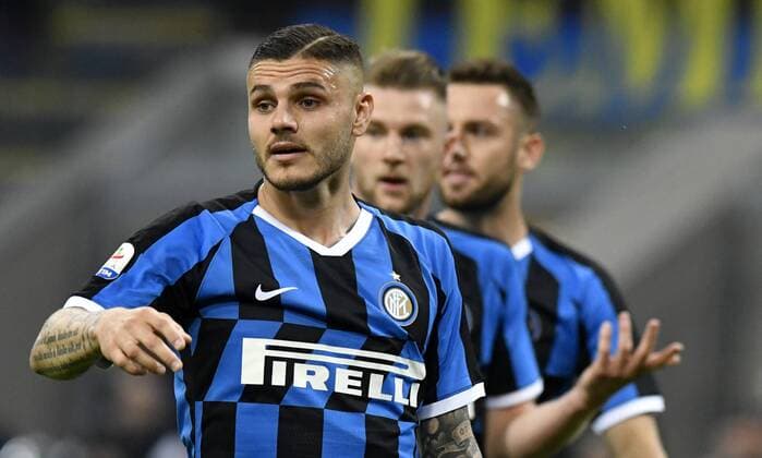 IPP20190526 Football - soccer: Serie A, Inter Mailand - FC Empoli, mauro icardi con milan skriniar e stefan de vrij (Verwendung nur in Deutschland - GERMANY ONLY) *** IPP20190526 Football soccer Serie A, Inter Milan FC Empoli, mauro icardi con milan skriniar e stefan de vrij use only in Germany GERMANY ONLY 