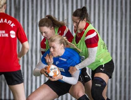 Kathrine Heindahl, Stine Bodholt og Kristina Joergensen ved landsholdets traening foer VM-kampe mod Schweiz i Hafnia Hallen, tirsdag den 28. maj 2019. , Copenhagen Denmark Copyright: Scanpix LiselottexSabroex cop103 spdk20190528-124453-L