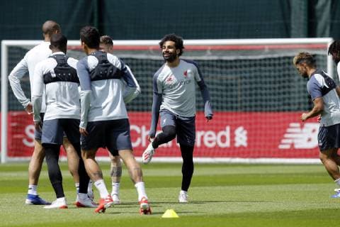 28th May 2019, Melwood Training Ground, West Derby, Liverpool, England; Liverpool FC training and press conference, PK, Pressekonferenz before their UEFA Champions League final versus Tottenham Hotspur on June 1st; Mohamed Salah of Liverpool during today s open training session at the club s Melwood training ground ahead of Saturday s Champions League Final in Madrid against Tottenham  ActionPlus12138934 AlanxMartin