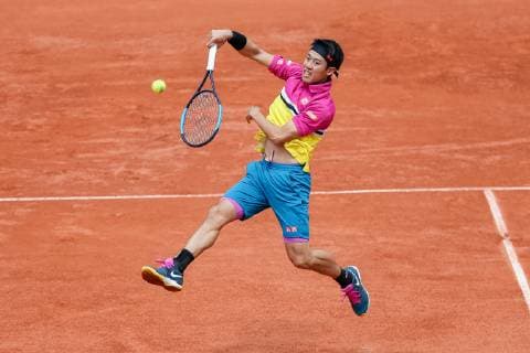 Sport Bilder des Tages Kei Nishikori of Japan during the men s singles second round match of the French Open tennis tournament against Jo-Wilfried Tsonga of France at the Roland Garros in Paris, France on May 29, 2019.  (104537057)
