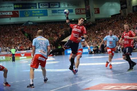 SG Flensburg-Handewitt vs Fuechse Berlin, Handball, 1.Bundesliga, 29.05.19 Rasmus Lauge Schmidt (SG Flensburg-Handewitt, 25) im Angriff