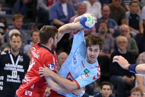 SG Flensburg-Handewitt vs Fuechse Berlin, Handball, 1.Bundesliga, 29.05.19 Jacob Tandrup Holm (Fuechse Berlin, 06) gegen Johannes Golla (SG Flensburg-Handewitt, 04)