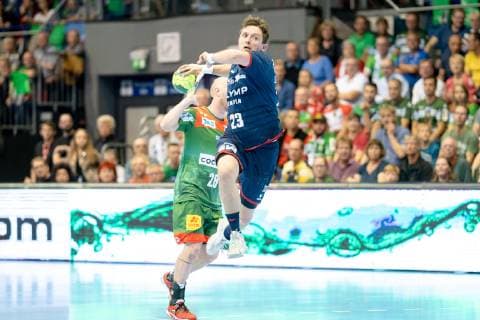Jan Asmuth (Nr. 23 SG BBM Bietigheim) in der Luft SC Magdeburg vs SG BBM Bietigheim SC Magdeburg vs SG BBM Bietigheim, Handball, DKB Handball Bundesliga, Saison 2018 2019, 29.05.2019 Magdeburg Copyright: xDanielxReinelt xEibner-Pressefotox EP_drt