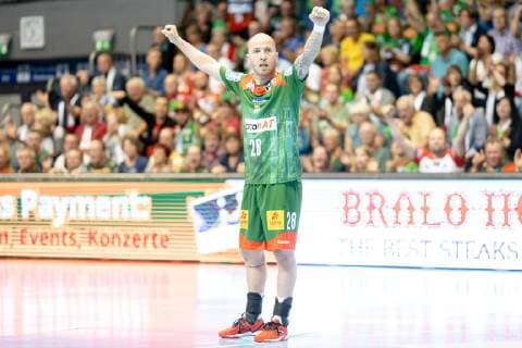 Robert Weber (Nr. 28 SC Magdeburg) jubelt SC Magdeburg vs SG BBM Bietigheim SC Magdeburg vs SG BBM Bietigheim, Handball, DKB Handball Bundesliga, Saison 2018 2019, 29.05.2019 Magdeburg Copyright: xDanielxReinelt xEibner-Pressefotox EP_drt