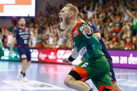 29.05.2019, xtgx, Handball DKB Bundesliga, SC Magdeburg - SG Bietigheim emspor, v.l. Matthias Musche (Magdeburg, 6) Jubel, Torjubel, jubelt über das Tor, celebrate the goal, celebration GETEC Arena