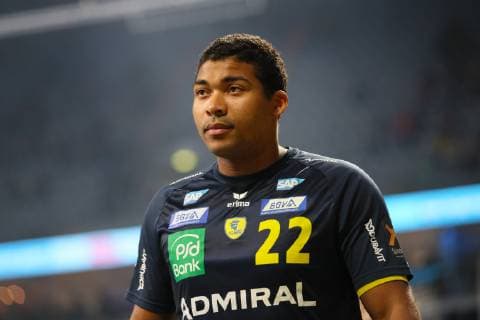 Rhein-Neckar-Loewen - Die Eulen Ludwigshafen Mannheim, Deutschland 29. Mai 2019 Handball Bundesliga; 33. Spieltag, in der SAP-Arena. Mads Mensah (Loewen), Aktion Einzelbild
