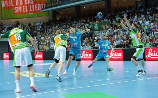 29.05.2019, xovx, Handball HBL, HSG Wetzlar - TVB Stuttgart emspor, v.l. Nils Torbruegge (HSG Wetzlar), Stefan Kneer (HSG Wetzlar), David Schmidt (TBV Stuttgart), Michael Schweikardt (TBV Stuttgart), Olle Forsell Schefvert (HSG Wetzlar), Aktion . (DFL DFB REGULATIONS PROHIBIT ANY USE OF PHOTOGRAPHS as IMAGE SEQUENCES and or QUASI-VIDEO) Wetzlar