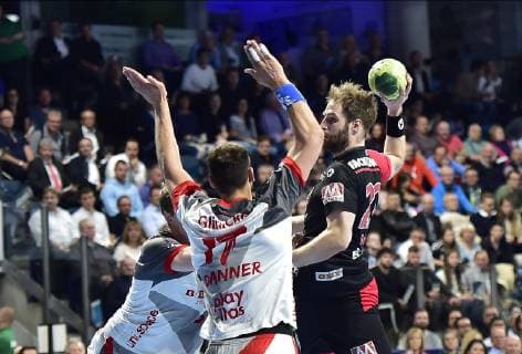 29.05.2019 - Handball - 1. Bundesliga DKB HBL - Saison 2018 2019 - 33. Spieltag: HC Erlangen Metropolregion Nürnberg HCE - MT Melsungen - OGo - Felix Danner (17, MT Melsungen ) Nico Büdel (20, HC Erlangen )