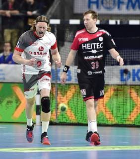 29.05.2019 - Handball - 1. Bundesliga DKB HBL - Saison 2018 2019 - 33. Spieltag: HC Erlangen Metropolregion Nürnberg HCE - MT Melsungen - OGo - Tobias Reichmann (9, MT Melsungen ) Torjubel Jubel Freude Nikolai Link (33, HC Erlangen HCE ) enttäuscht Enttäuschung