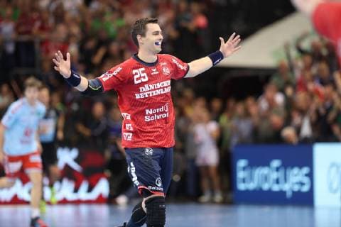SG Flensburg-Handewitt vs Fuechse Berlin, Handball, 1.Bundesliga, 29.05.19 Jubel Torjubel bei Rasmus Lauge Schmidt (SG Flensburg-Handewitt, 25)