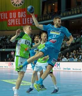 29.05.2019, xovx, Handball HBL, HSG Wetzlar - TVB Stuttgart emspor, v.l. Anton Lindskog (HSG Wetzlar), Michael Schweikardt (TBV Stuttgart), Stefan Kneer (HSG Wetzlar), Samuel Roethlisberger (TBV Stuttgart), Aktion . (DFL DFB REGULATIONS PROHIBIT ANY USE OF PHOTOGRAPHS as IMAGE SEQUENCES and or QUASI-VIDEO) Wetzlar