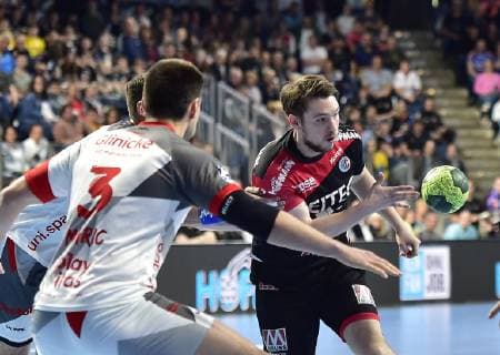 29.05.2019 - Handball - 1. Bundesliga DKB HBL - Saison 2018 2019 - 33. Spieltag: HC Erlangen Metropolregion Nürnberg HCE - MT Melsungen - OGo - Marino Maric (3, MT Melsungen ) Dominik Mappes (22, HC Erlangen HCE )