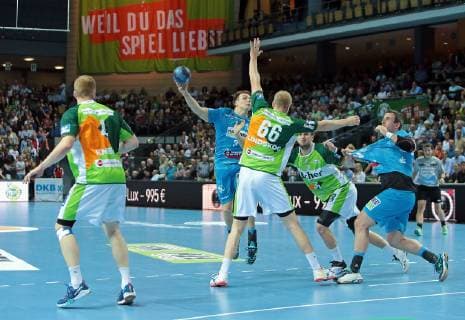 29.05.2019, xovx, Handball HBL, HSG Wetzlar - TVB Stuttgart emspor, v.l. Stefan Kneer (HSG Wetzlar), Max Haefner (TBV Stuttgart), Anton Lindskog (HSG Wetzlar), Olle Forsell Schefvert (HSG Wetzlar), Samuel Roethlisberger (TBV Stuttgart), Aktion . (DFL DFB REGULATIONS PROHIBIT ANY USE OF PHOTOGRAPHS as IMAGE SEQUENCES and or QUASI-VIDEO) Wetzlar