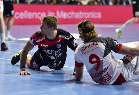 29.05.2019 - Handball - 1. Bundesliga DKB HBL - Saison 2018 2019 - 33. Spieltag: HC Erlangen Metropolregion Nürnberg HCE - MT Melsungen - OGo - Petter Overby ( 9, HC Erlangen HCE ) Tobias Reichmann (9, MT Melsungen )
