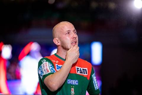Verabschiedung von Robert Weber 28 (SC Magdeburg) nach 10 Jahren waehrend der Saison 2018-2019 in der 1. Handball Bundesliga (Herren) zwischen SC Magdeburg und SG BBM Bietigheim in der GETEC Arena am 29. May 2019 in Magdeburg, Sachsen Anhalt, Deutschland