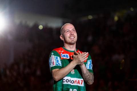 Verabschiedung von Robert Weber 28 (SC Magdeburg) nach 10 Jahren waehrend der Saison 2018-2019 in der 1. Handball Bundesliga (Herren) zwischen SC Magdeburg und SG BBM Bietigheim in der GETEC Arena am 29. May 2019 in Magdeburg, Sachsen Anhalt, Deutschland