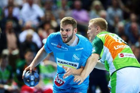 Samuel Roethlisberger (Stuttgart) im Zweikampf mit Stefan Kneer (Wetzlar) HSG Wetzlar vs TVB Stuttgart, Handball, 1. Liga, 29.05.2019 HSG Wetzlar vs TVB Stuttgart, Handball, 1. Liga, 29.05.2019 Wetzlar Copyright: xWeissx Eibner-Pressefotox EP_rws
