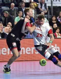 29.05.2019 - Handball - 1. Bundesliga DKB HBL - Saison 2018 2019 - 33. Spieltag: HC Erlangen Metropolregion Nürnberg HCE - MT Melsungen - OGo - Petter Overby ( 9, HC Erlangen HCE ) Simon Birkefeldt (23, MT Melsungen )