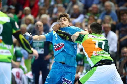Stefan Cavor (Wetzlar) im Zweikampf mit Max Haefner (Stuttgart) HSG Wetzlar vs TVB Stuttgart, Handball, 1. Liga, 29.05.2019 HSG Wetzlar vs TVB Stuttgart, Handball, 1. Liga, 29.05.2019 Wetzlar Copyright: xWeissx Eibner-Pressefotox EP_rws