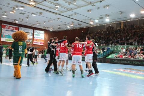 Siegesjubel bei Bergischer HC, TSV GWD Minden vs Bergischer HC, Handball, 1. Bundesliga, 29.05.2019, TSV GWD Minden vs Bergischer HC, Handball, 1. Bundesliga, 29.05.2019 Minden Copyright: xEibner-Pressefotox xJanxStrohdiekx EP_JSK